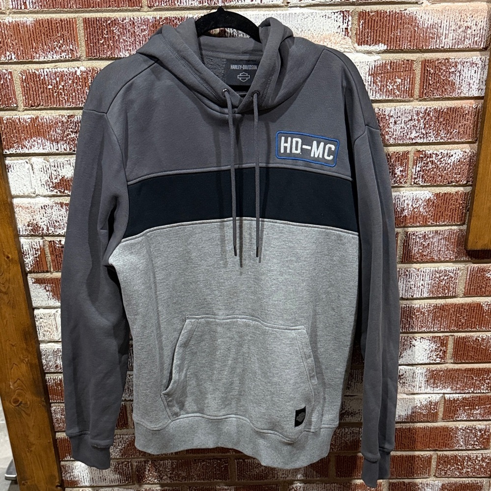 Harley-Davidson Charcoal and Light Gray Hoodie Men’s Bikercore Medium